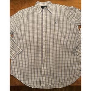 Lauren Ralph Lauren Button Up Shirt Men's Size 16 34/35 Stripe plaid